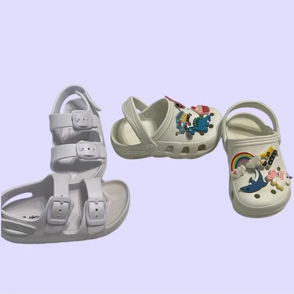 Cream and White Water Shoes with Fun Designs Set of 2 - Picture 5 of 11